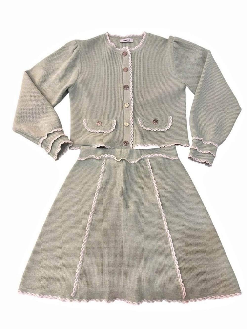 Sandro Midi Knit Dress Sage Green NWT